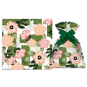 Saco Para Presente Perolado Hibiscus 35x53CM | 50 Unidades