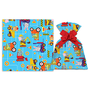 Saco Para Presente Perolado Baby Construção 35X53CM | 50 Unidades