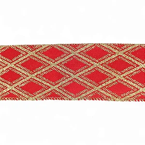 Fita Natalina Vermelha Losango 6,3CM x 4,57M