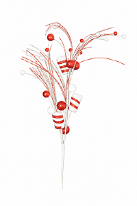 Galho Candie Marshmallow Vermelho e Branco 85CM