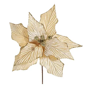 Flor Poinsetia Glitter Ouro 34CM