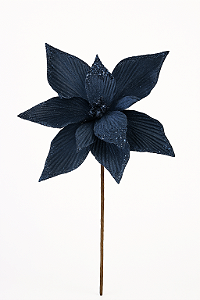 Flor Poinsetia Glitter Azul Escuro 34CM