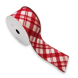 Fita de Natal 63mm Xadrez Vermelho e Branco 9,14mts