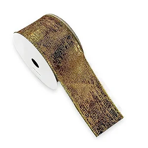Fita de Natal 63mm Ouro e Branco 9,14Metros