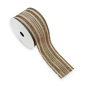 Fita de Natal 63mm Natural e Ouro 9,14 Metros
