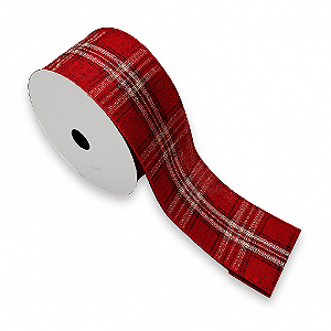 Fita de Natal 63mm Xadrez Vermelho 9,14 Metros
