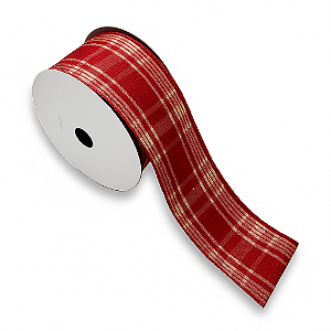 Fita de Natal 63mm Xadrez Vermelho 9,14 Metros