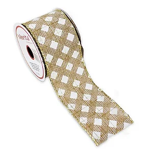 Fita de Natal 63mm Natural e Branco 9,14 Metros
