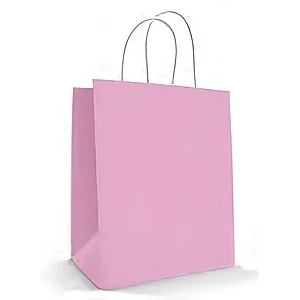 Sacola de Papel Rosa Claro 25x31x10CM - 10 Unidades