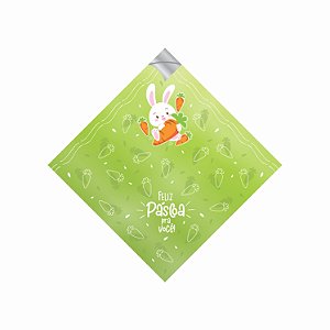 Saco Para Ovo de Páscoa Pratik Metalizado Abraço Do Coelhinho 35cmx35cm 25fls Verde