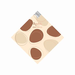 Saco Para Ovo de Páscoa Pratik Metalizado Chocolate Pra Você 45cmx45cm 25fls Barbante
