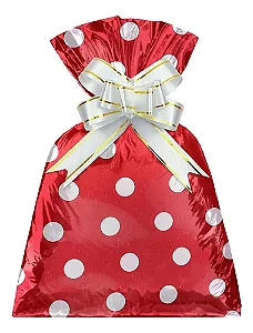 Saco para Presente 20x29CM Bola Branca com Vermelho - 50 Unidades