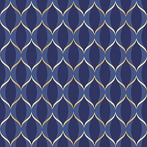 Saco Para Presente Metal Waves Azul E Ouro 30X44CM - 50 Unidades
