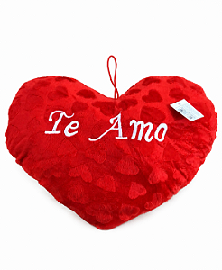 Coração de Pelúcia Te amo Com Corações - Poliéster - 33CM