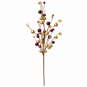 Haste Natalina de Bolinhas Marsala com Cristais Âmbar – 60 cm