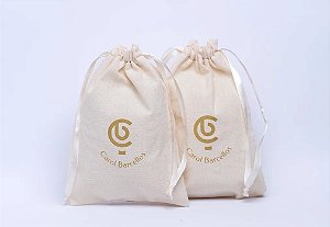 Saco de Algodão Cru 10x15 borda simples - 100 unidades