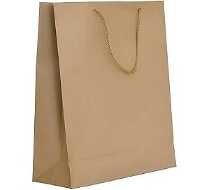 Sacola de Papel p/ Presente Kraft 19x8x24cm - Pct c/ 12