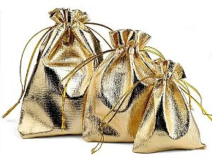 Saquinho de Lamê Dourado 12x15cm - Pct c/ 100