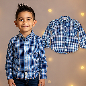 Camisa Xadrez Azul Carter's