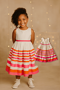 Vestido Carter's em Algodão com Listras Coloridas