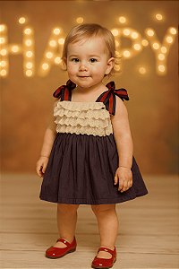 Vestido Roana com laços e babados