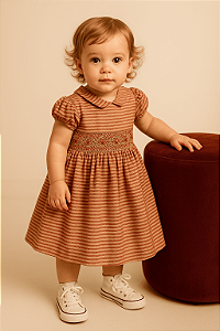 Vestido Silmara listrado vermelho