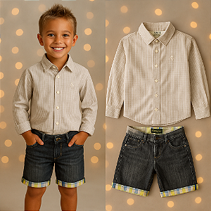 Bermuda Calvin Klein Jeans com detalhe xadrez