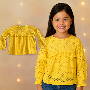 Blusa Amarela em Laise Gocco (5 a 6 anos)