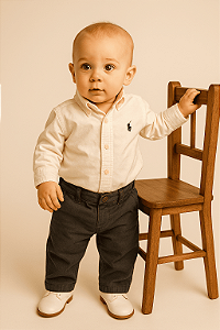 Camisa Bebê Branca Ralph Lauren (1 ano)