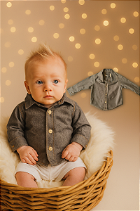 Camisa Cinza Onda Marinha (Tamanho P)