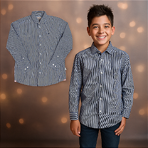 Camisa Listrada Azul VRK (10 anos)