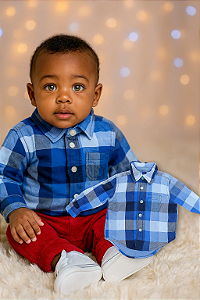 Camisa Xadrez Azul Baby Gap (6 a 12 meses)