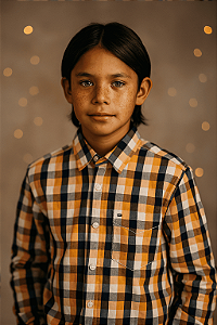 Camisa Xadrez Laranja Tommy Hilfiger (12 a 14 anos)