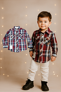 Camisa Xadrez Vermelha Guess (4 anos)