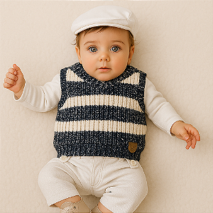 Colete Bebê Listrado Milon (Tamanho P)