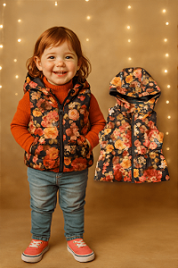 Colete Puffer Florido H&M (2 a 3 anos)
