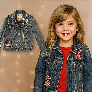 Jaqueta Jeans com patches Ralph Lauren (8 anos)