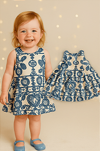 Vestido Branco e Azul Green (24 a 36 meses)