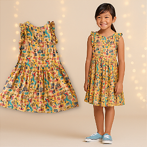 Vestido Estampa Cidade Fábula (8 anos)