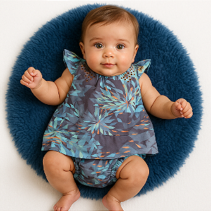 Vestido Green Azul Peixinhos (3 a 6 meses)
