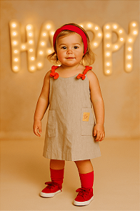 Vestido Jeans Saia de Filó (2 anos)