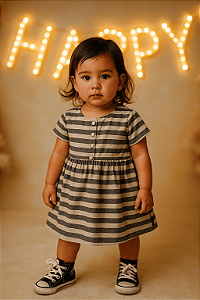Vestido Listrado BB Básico (2 anos)