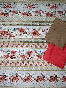 Kit barrado florais e pinhas