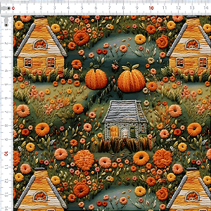 TC040 Tricoline 3D Cabanas Abóboras e Flores