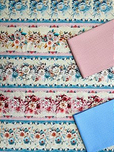 BR034 Kit Barrado Floral 3D Azul/Rosa