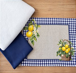 Kit Jogo Americano Siciliano Azul Escuro (4 peças)