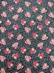 TC049 Tricoline floral fundo cinza escuro (140x150)