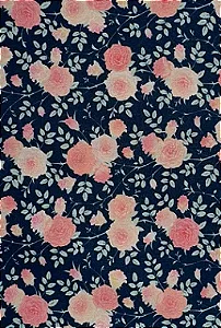TC033 Tricoline floral fundo cinza escuro (1,00x1,50)
