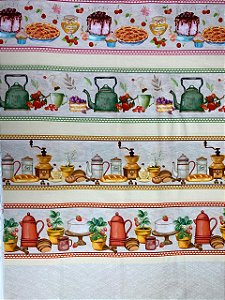 Tricoline Chaleira fundo bege (51x150cm)