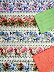 Kit BR244 Barrado Floral Com Borboletas